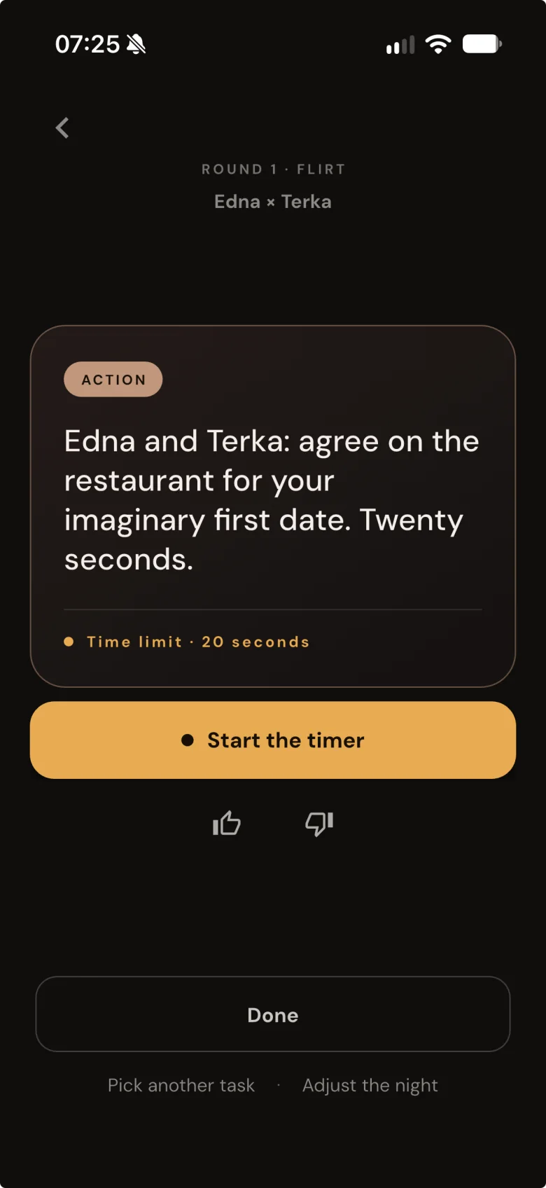 Tuvro challenge and timer screen